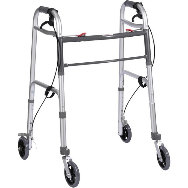 BBWL Gehstock Rollator Gehhilfe mit Rädern & Handbremse, faltbar, höhenverstellbar, Aluminiumrahmen, bis 136 kg belastbar, EVA-Griffe & Gummiräder