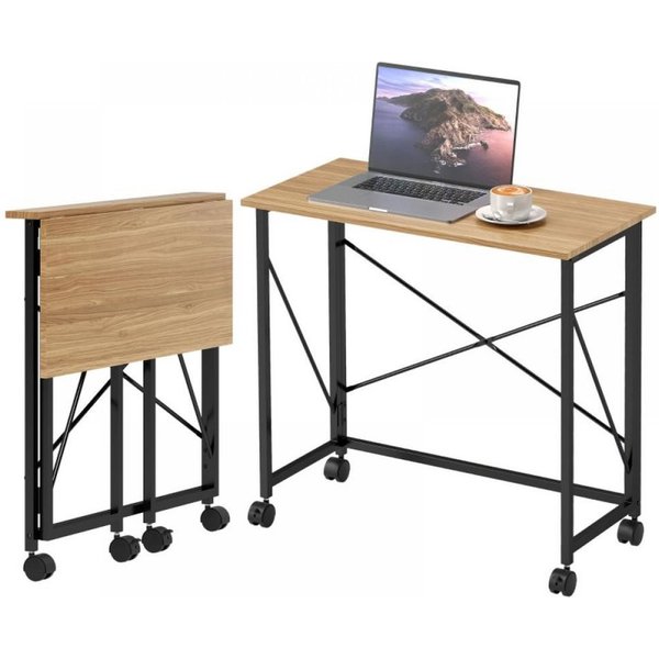 BBWL Klapptisch Klappschreibtisch mit Rollen, kompakter Computertisch 80 x 40 x 75 cm (platzsparender Arbeitstisch für Homeoffice und Studium)
