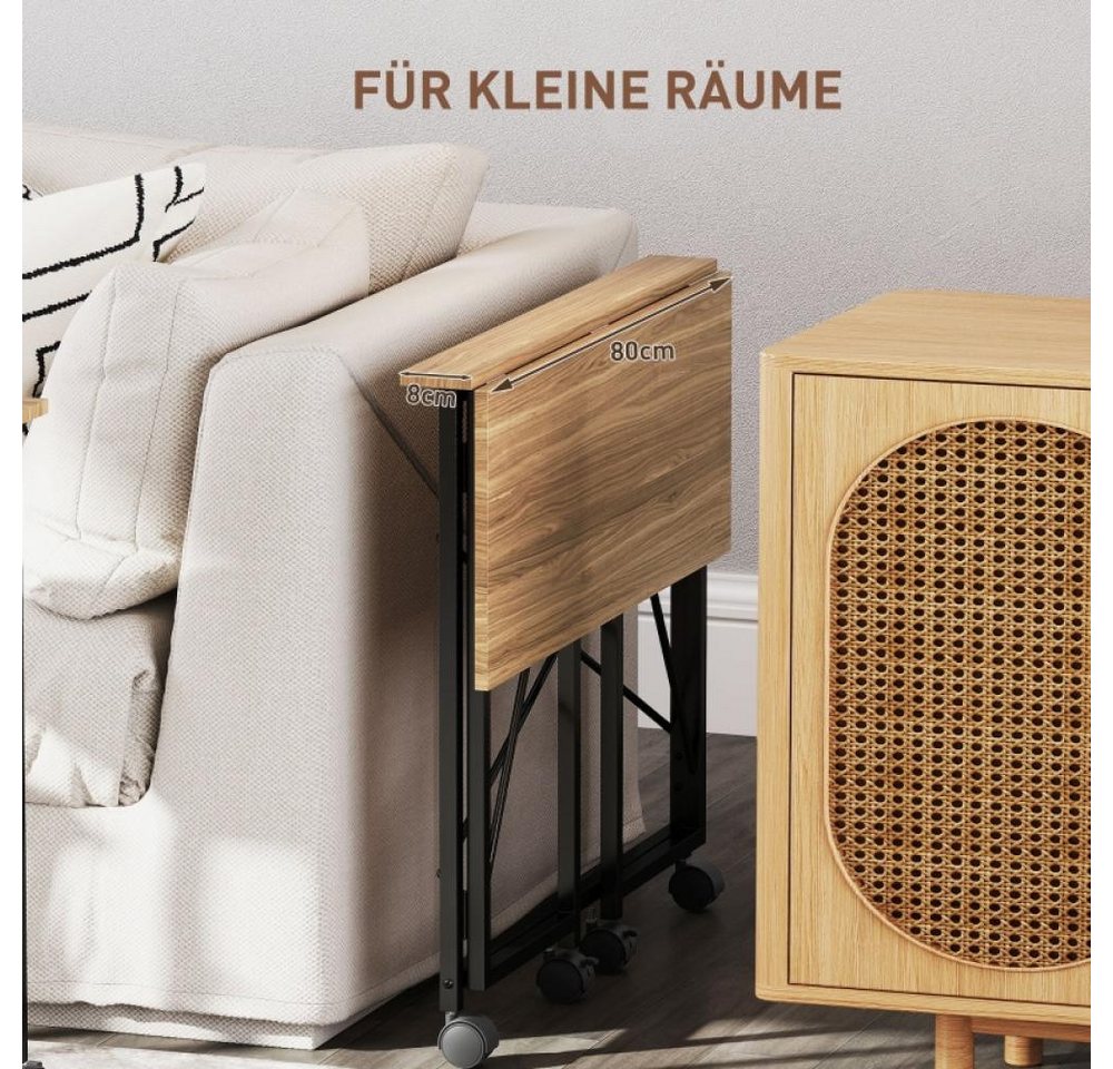 BBWL Klapptisch Klappschreibtisch mit Rollen, kompakter Computertisch 80 x 40 x 75 cm (platzsparender Arbeitstisch für Homeoffice und Studium) – Bild 4 von 5