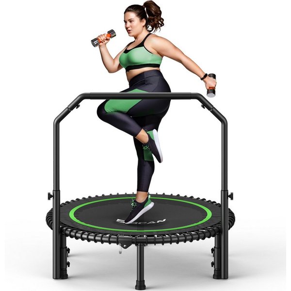 BCAN Fitnesstrampolin Rebounder-Trampolin Erwachsene, 102/122cm 204/250kg, Ø 102 cm, (1 tlg), Bungee-Seilen Verstellbarer Griff Indoor&Outdoor
