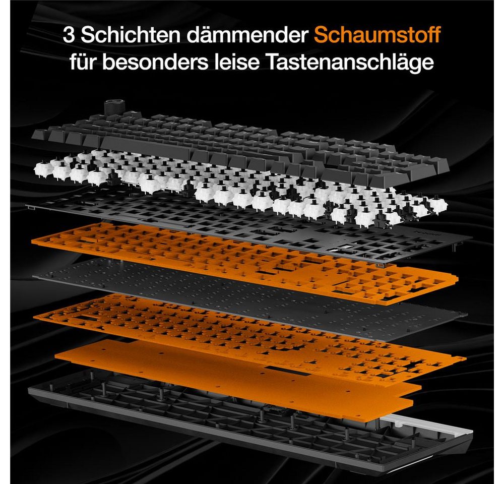 be quiet! Light Mount Silent Linear DE ISO Gaming-Tastatur (mechanische Switches, schneller Tastenanschlag, 3 Schichten Dämmung) – Bild 3 von 5