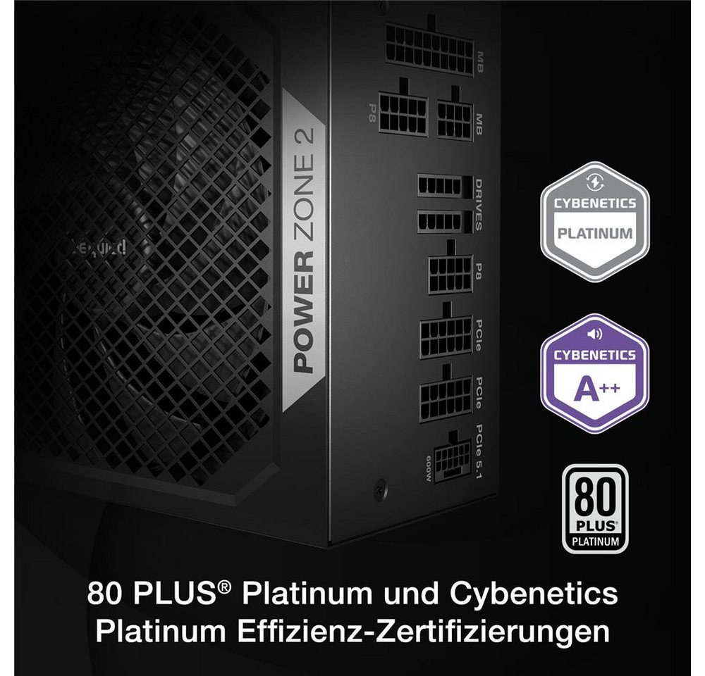 be quiet! Power Zone 2 750W PC-Netzteil (80 PLUS Platinum, ATX 3.1 und PCIe 5.1 kompatibel, 90° abgewinkelter) – Bild 2 von 5