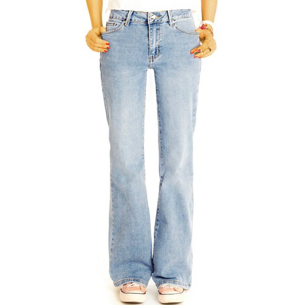 be styled Bootcut-Jeans Mid rise Bootcut Jeanshose relaxed fit hellblaue Jeans – Damen – j34k stretchig, bequem