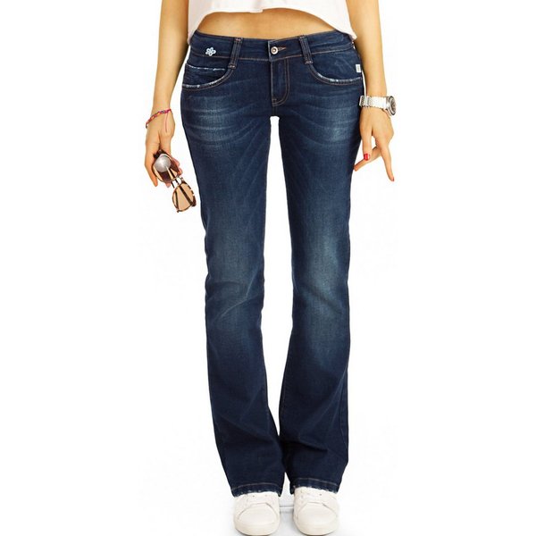 be styled Bootcut-Jeans Premium Damen low rise Bootcut Jeanshosen, dunkelblau - B_005