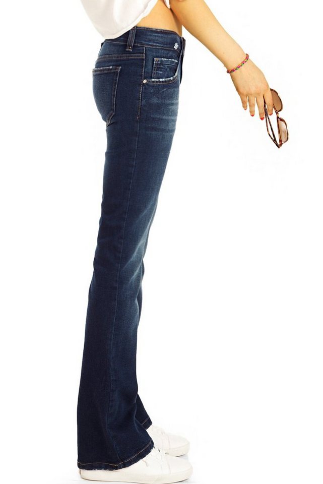 be styled Bootcut-Jeans Premium Damen low rise Bootcut Jeanshosen, dunkelblau - B_005 – Bild 4 von 5