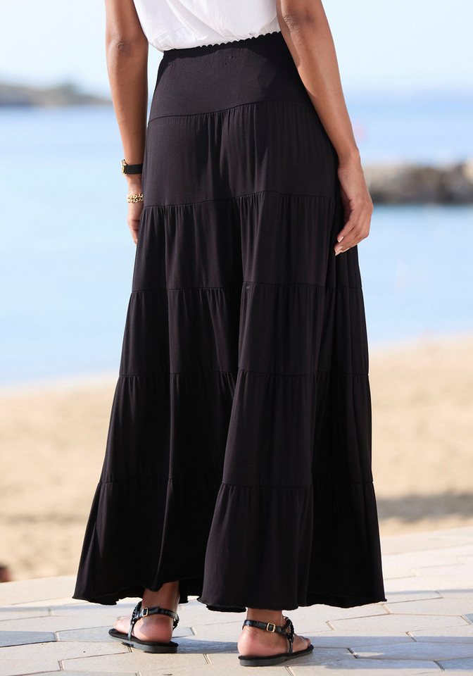 Beachtime by Lascana Maxirock mit Volants, elastischer Jerseyrock, Strandrock – Bild 3 von 5