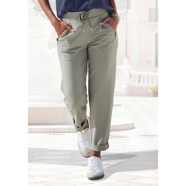 Beachtime by Lascana Schlupfhose aus softer Interlock-Ware mit Reißverschlusstaschen bequeme Joggpant mit geradem Bein, lässige Sommerhose, bügelfreie Ware