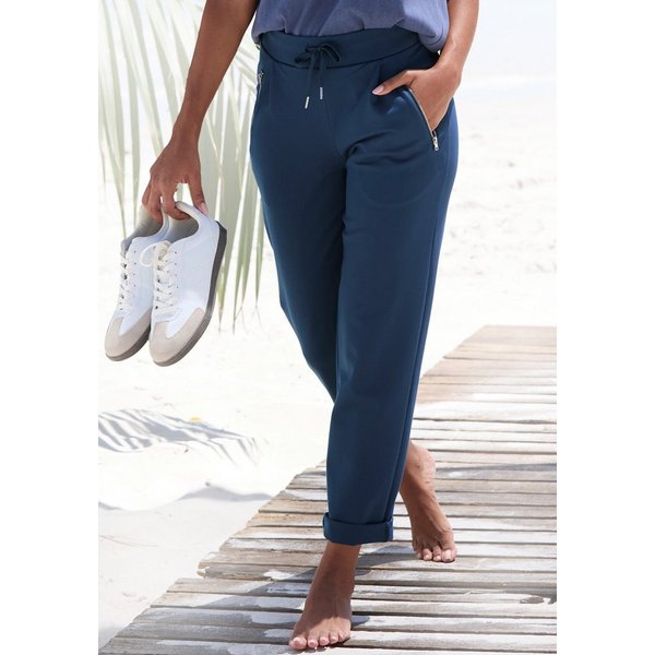 Beachtime by Lascana Schlupfhose aus softer Interlock-Ware mit Reißverschlusstaschen bequeme Joggpant mit geradem Bein, lässige Sommerhose, bügelfreie Ware