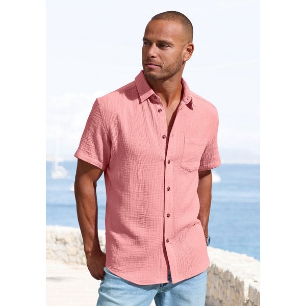 Beachtime Kurzarmhemd Regular fit Kurzarm, Freizeithemd aus Musselin-Ware