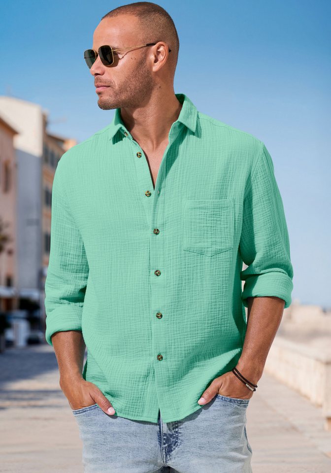 Beachtime Langarmhemd Regular fit Langarm, Freizeithemd aus Musselin-Ware – Bild 5 von 5