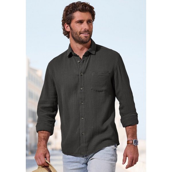 Beachtime Langarmhemd Regular fit Langarm, Freizeithemd aus Musselin-Ware