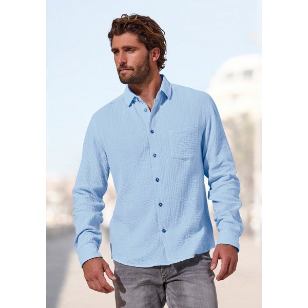 Beachtime Langarmhemd Regular fit Langarm, Freizeithemd aus Musselin-Ware