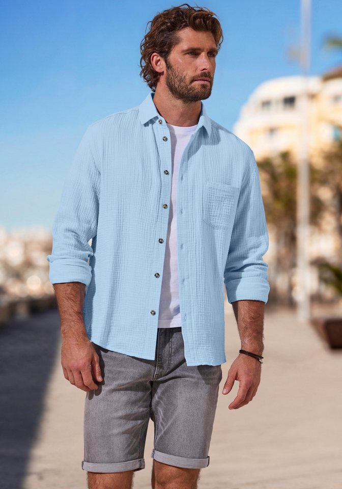 Beachtime Langarmhemd Regular fit Langarm, Freizeithemd aus Musselin-Ware – Bild 5 von 5
