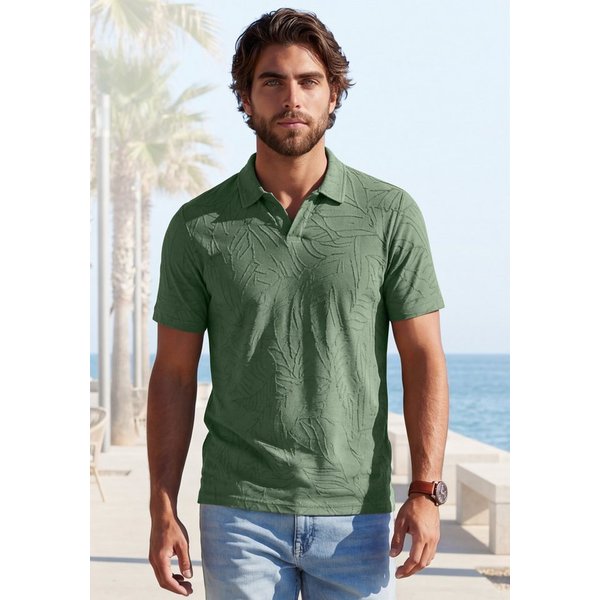 Beachtime Poloshirt, T-Shirt mit modischen Blätter-Design bis Größe 5XL neue Strukturqualität im Blätter-Design