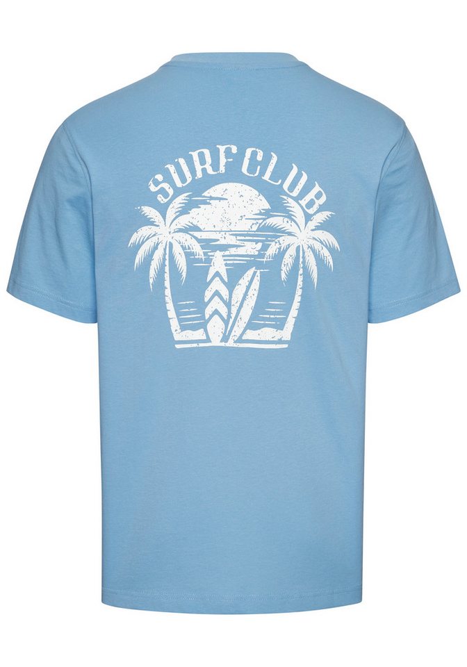 Beachtime T-Shirt, Shirt mit modischem Surfer Print Regular-Fit bis Größe 5XL, mit kleinem Print vorn/großem Print hinten – Bild 3 von 5