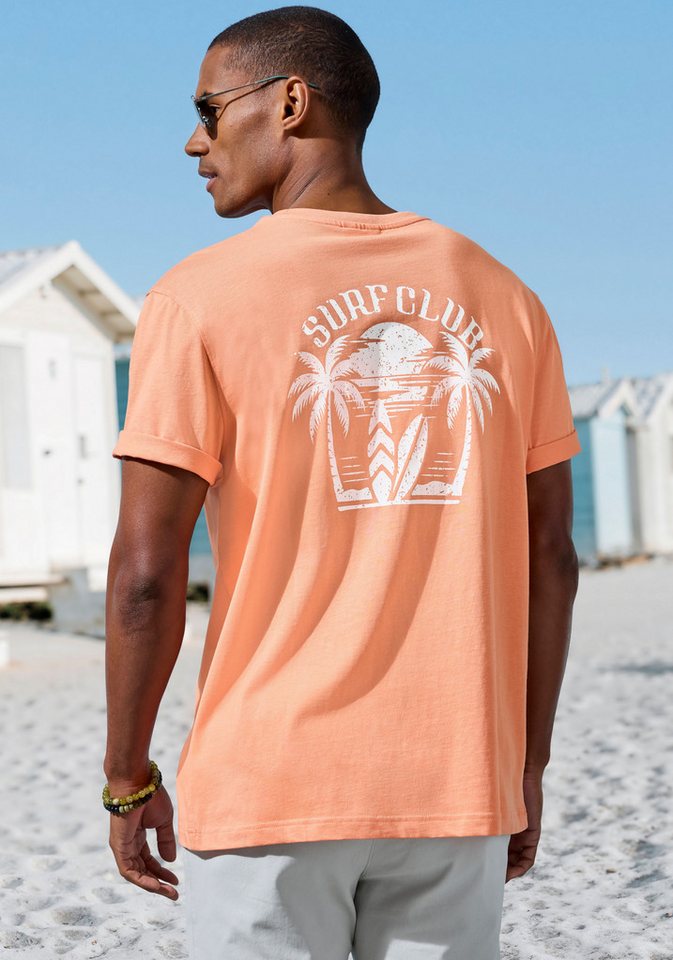 Beachtime T-Shirt, Shirt mit modischem Surfer Print Regular-Fit bis Größe 5XL, mit kleinem Print vorn/großem Print hinten – Bild 3 von 5