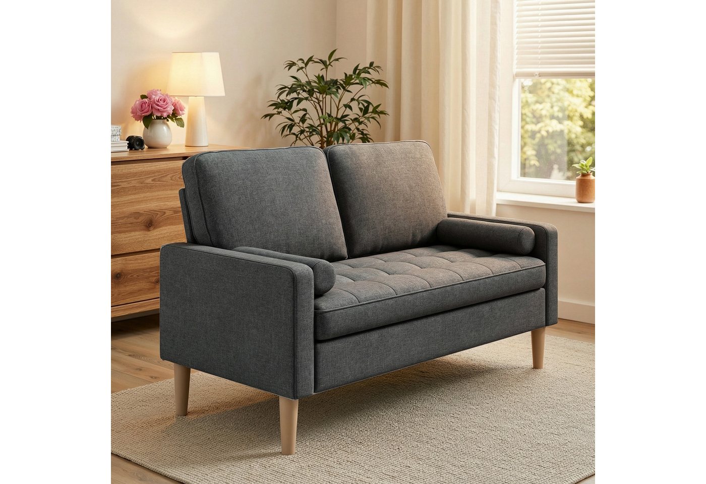 Bealife 2-Sitzer Kleine Couch, mit Armlehne, 121x76x87cm, Für kleine Räume / Kinderzimmer geeignet. – Bild 2 von 5