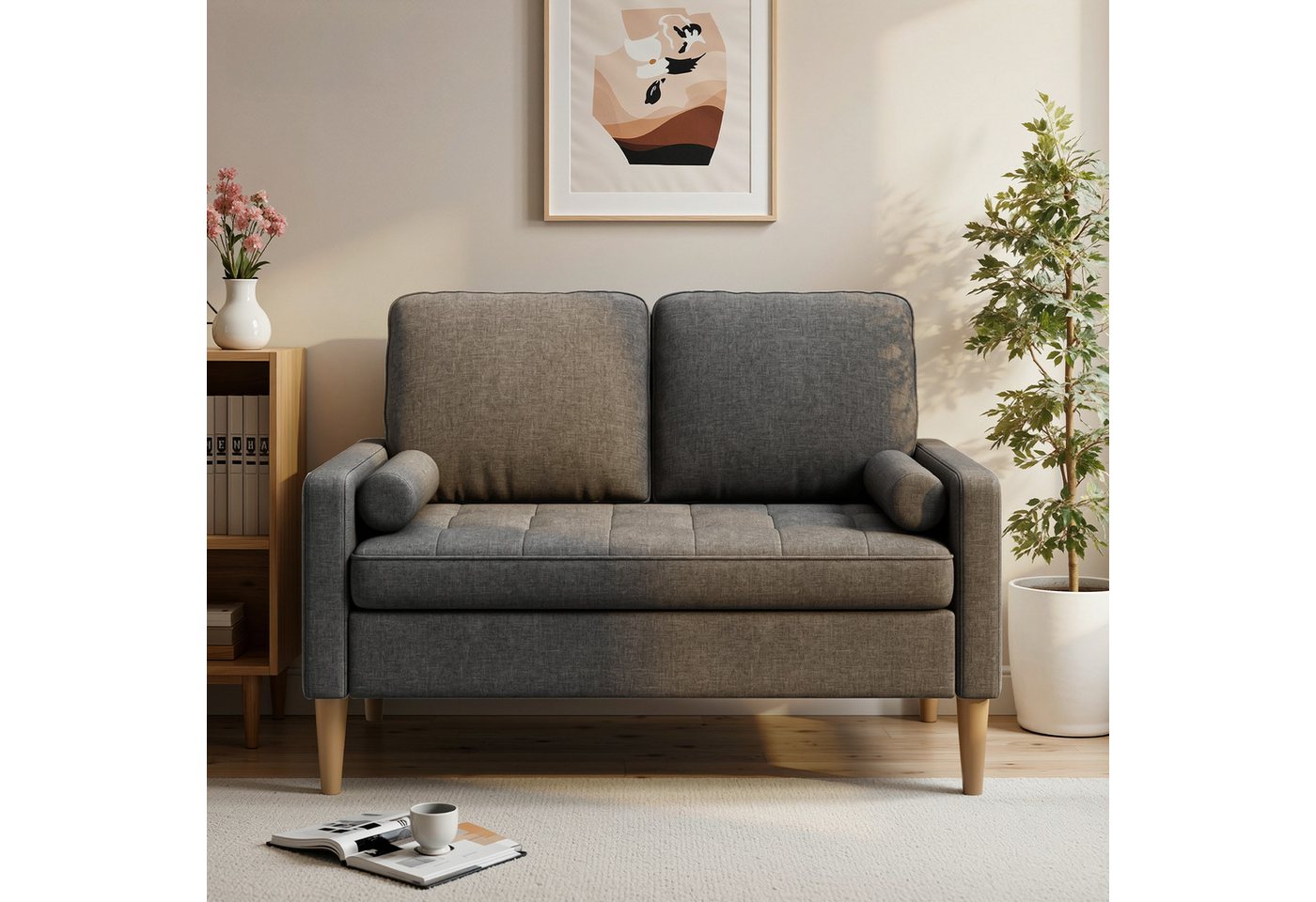 Bealife 2-Sitzer Kleine Couch, mit Armlehne, 121x76x87cm, Für kleine Räume / Kinderzimmer geeignet. – Bild 3 von 5