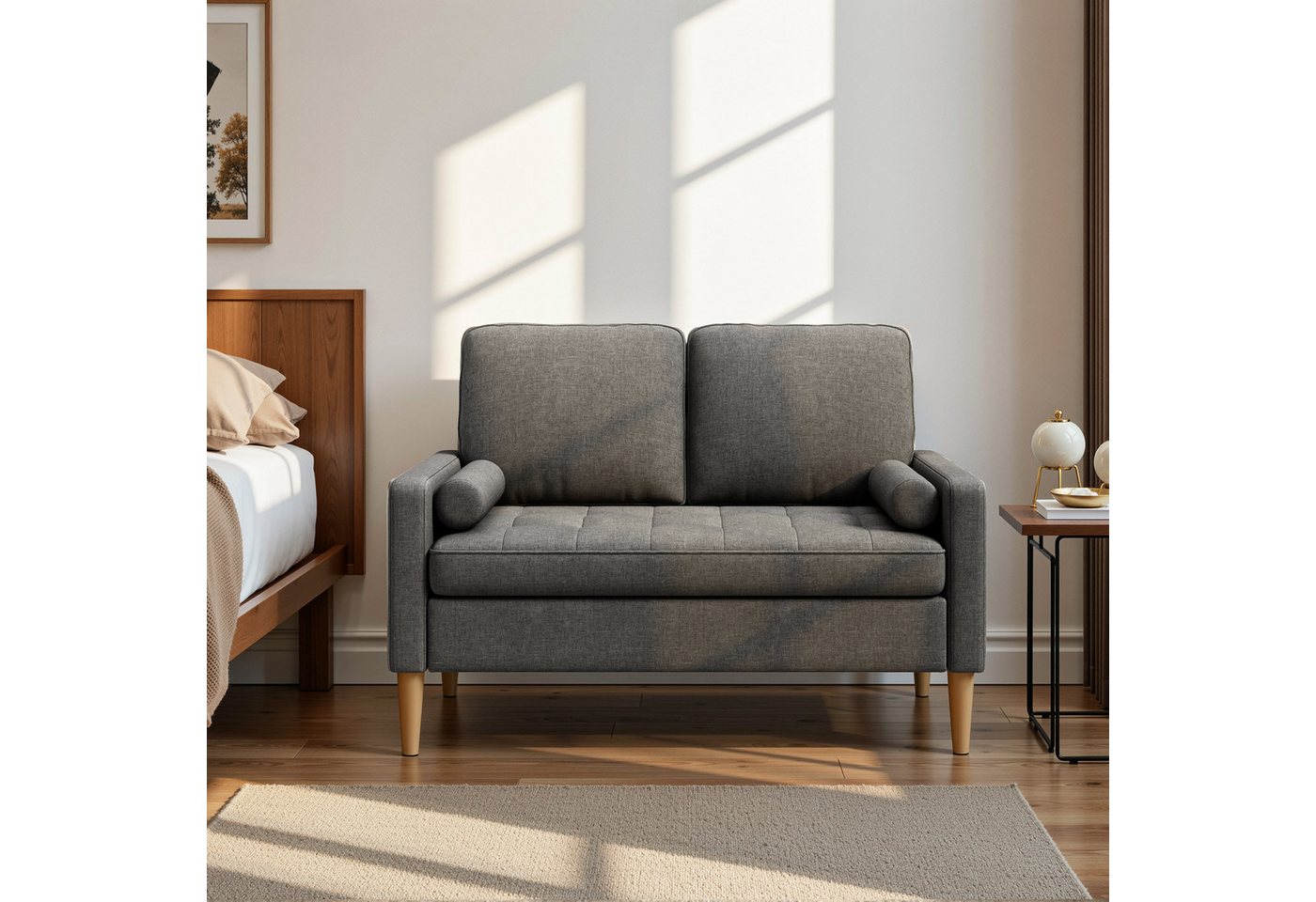 Bealife 2-Sitzer Kleine Couch, mit Armlehne, 121x76x87cm, Für kleine Räume / Kinderzimmer geeignet. – Bild 4 von 5