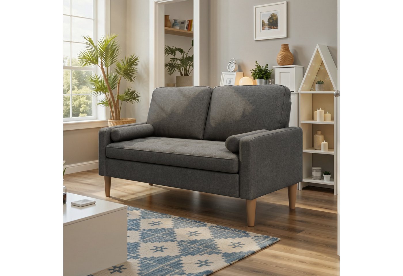 Bealife 2-Sitzer Kleine Couch, mit Armlehne, 121x76x87cm, Für kleine Räume / Kinderzimmer geeignet. – Bild 5 von 5