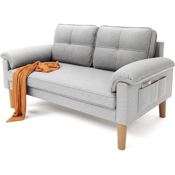 Bealife 2-Sitzer Kleine Couch, mit Armlehne und Seitentasche, 144 x 77 x 77 cm