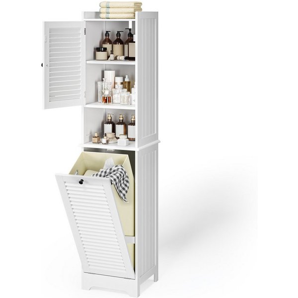 Bealife Badkommode Badezimmerschrank mit ausklappbarem Wäschekorb