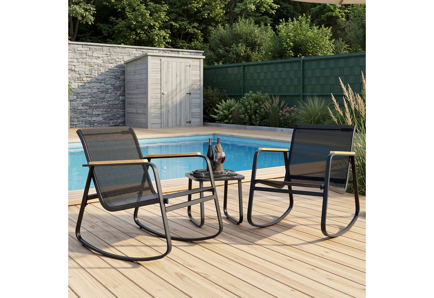 Bealife Balkonset Garten Balkonmöbel-Sets,2 Sessel und 1 Tisch für Garten, Terrasse – Bild 2 von 5