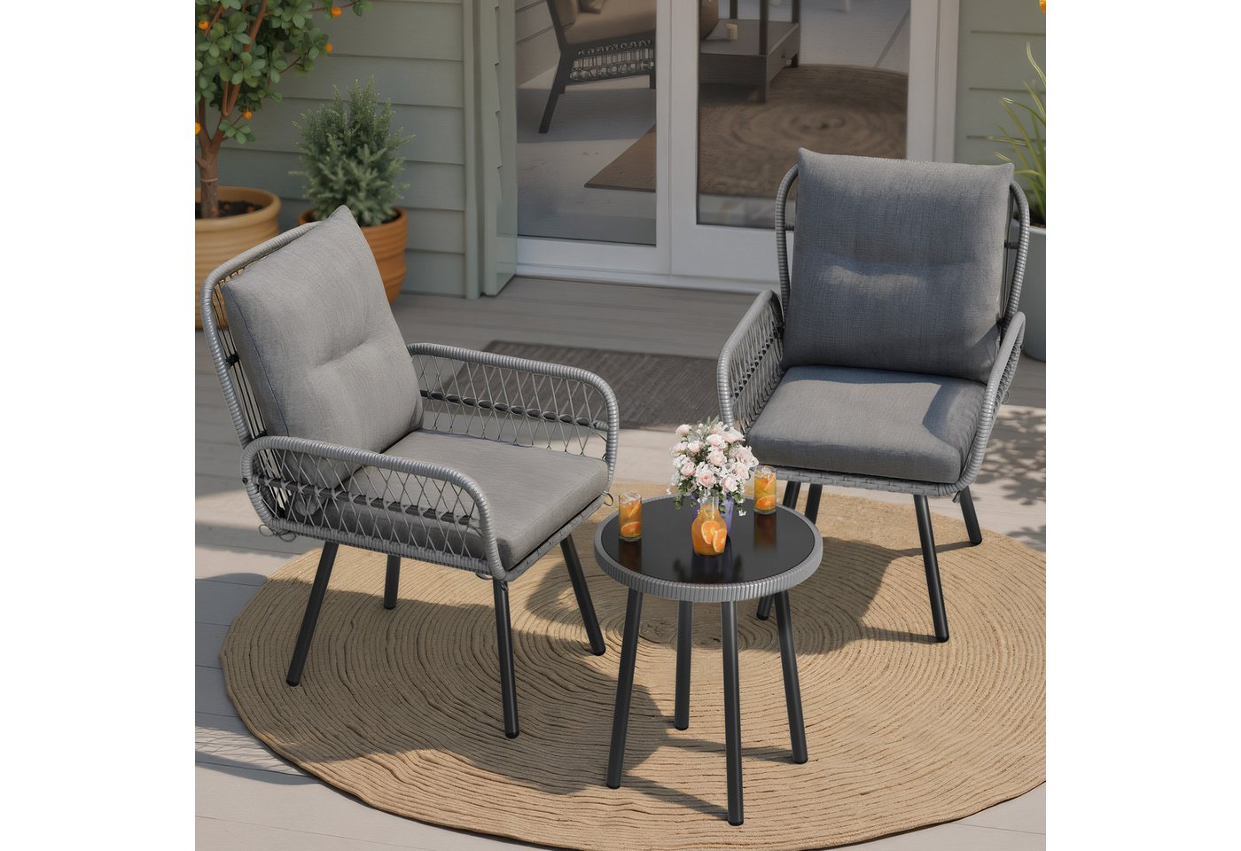 Bealife Balkonset Gartenlounge-Set, (3-tlg), 1 Tisch und 2 Stühle – Bild 2 von 5