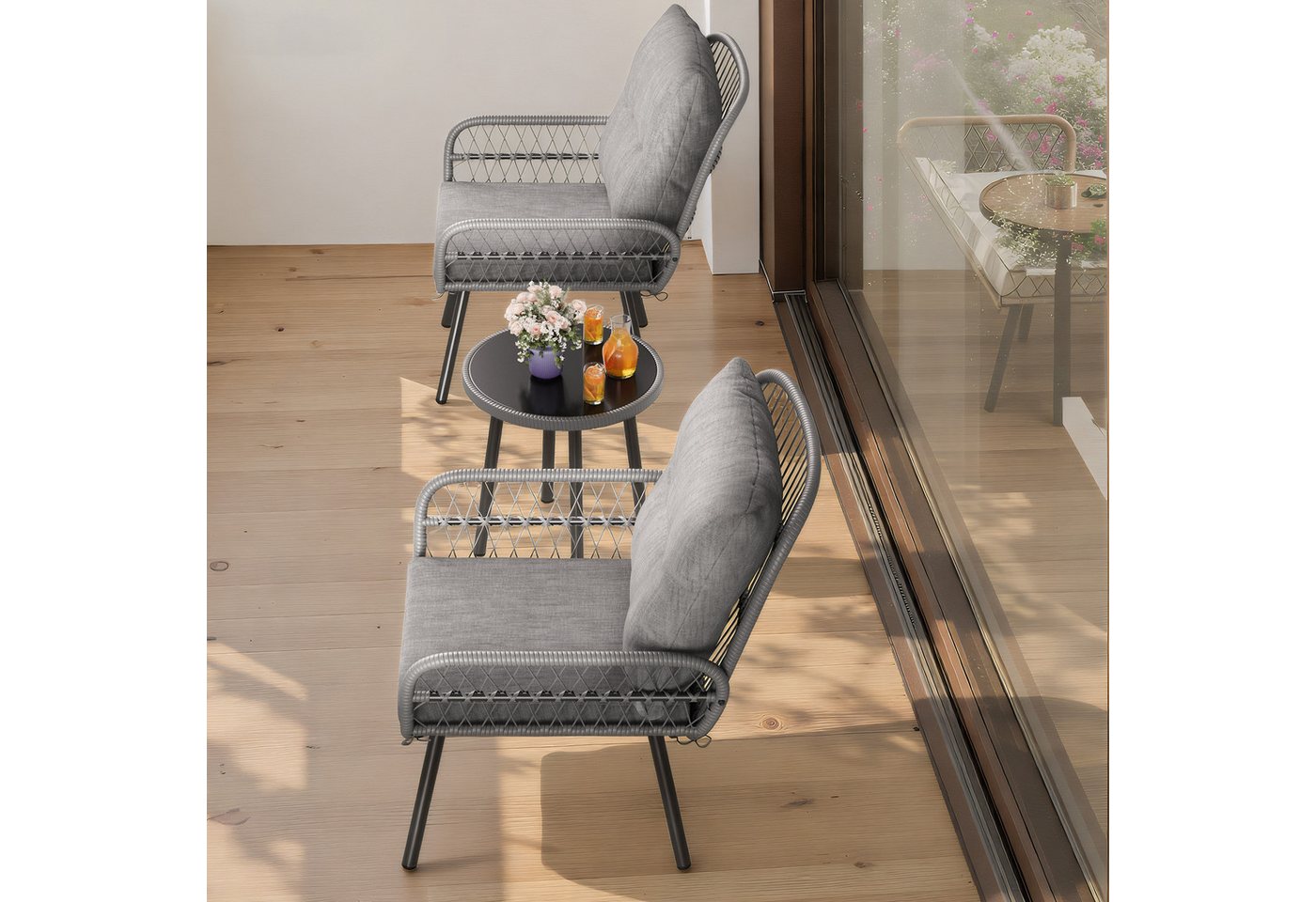 Bealife Balkonset Gartenlounge-Set, (3-tlg), 1 Tisch und 2 Stühle – Bild 4 von 5
