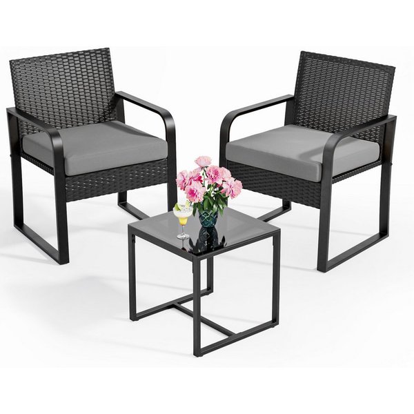 Bealife Balkonset,Garten Balkonmöbel-Sets(3er Set), Bestehend aus zwei Einzelsitzen und einem Tisch