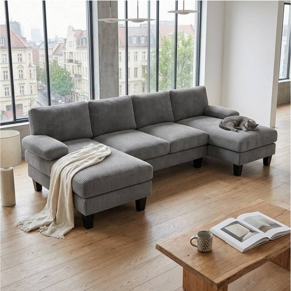 Bealife Ecksofa Soft&Cosy XL Big sofa, U-Form Couch, B:270 CM, mit zwei Chaise-Lounges,stabile Füße und kuschelige Sitzkissen