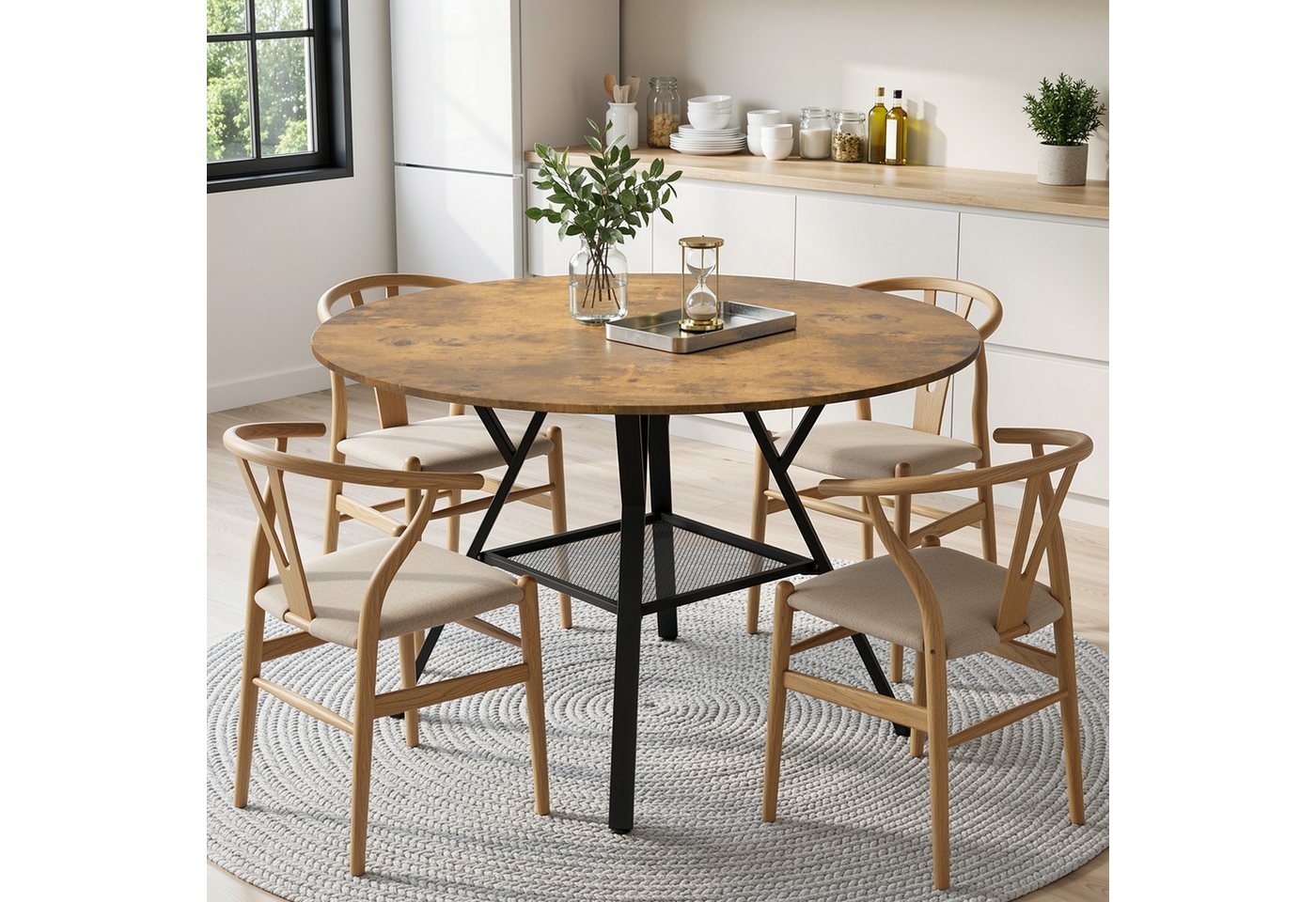 Bealife Esstisch Esstisch Runder mit Stauraum, für 4-6 Personen, R=100/120 cm – Bild 3 von 5
