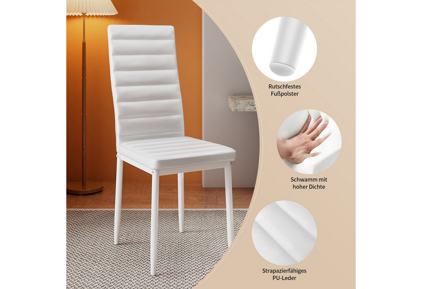 Bealife Esszimmerstuhl ( 4er-Set) ,Küchenstuhl mit Gepolstert,Esszimmerstühle-Set – Bild 5 von 5