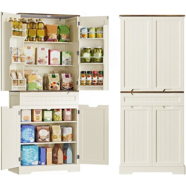 Bealife Küchenbuffet Küchen Hochschränke mit 4 Türen und 1/2 Schublade, H:180CM