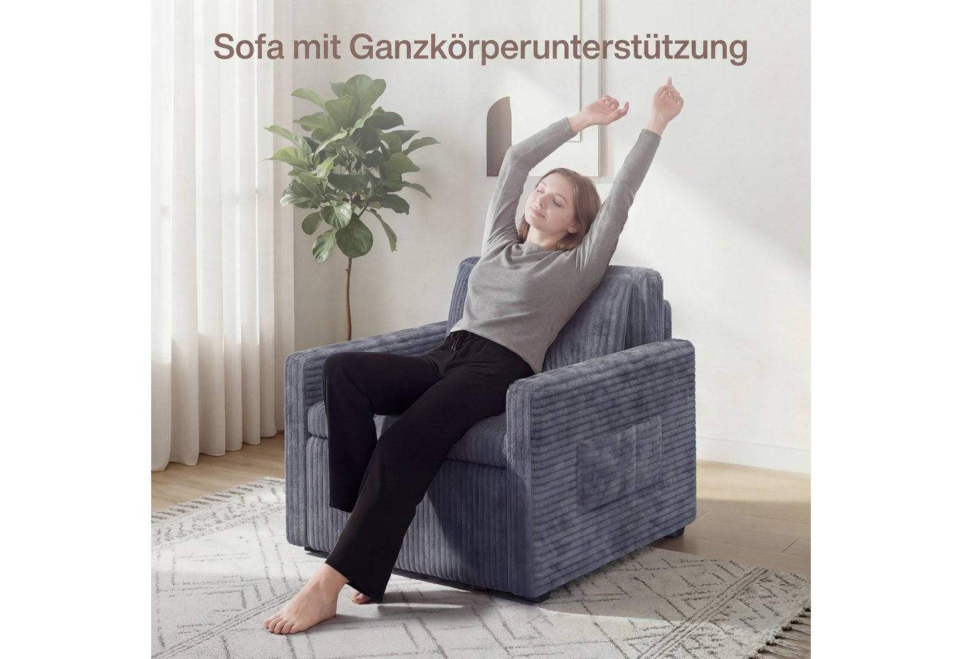 Bealife Sessel 3 in 1 Klappsessel, Schlafsessel, Liegesessel, 191 cm erweiterte (Schlafsofa) – Bild 3 von 5