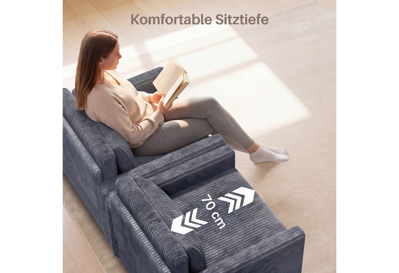 Bealife Sessel 3 in 1 Klappsessel, Schlafsessel, Liegesessel, 191 cm erweiterte (Schlafsofa) – Bild 5 von 5