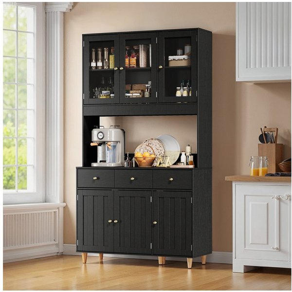Bealife Sideboard Küchenschrank mit Arbeitsplatte und 3 Schubladen