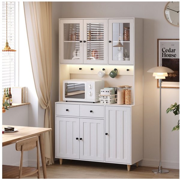 Bealife Sideboard Küchenschrank mit Arbeitsplatte und 3 Schubladen