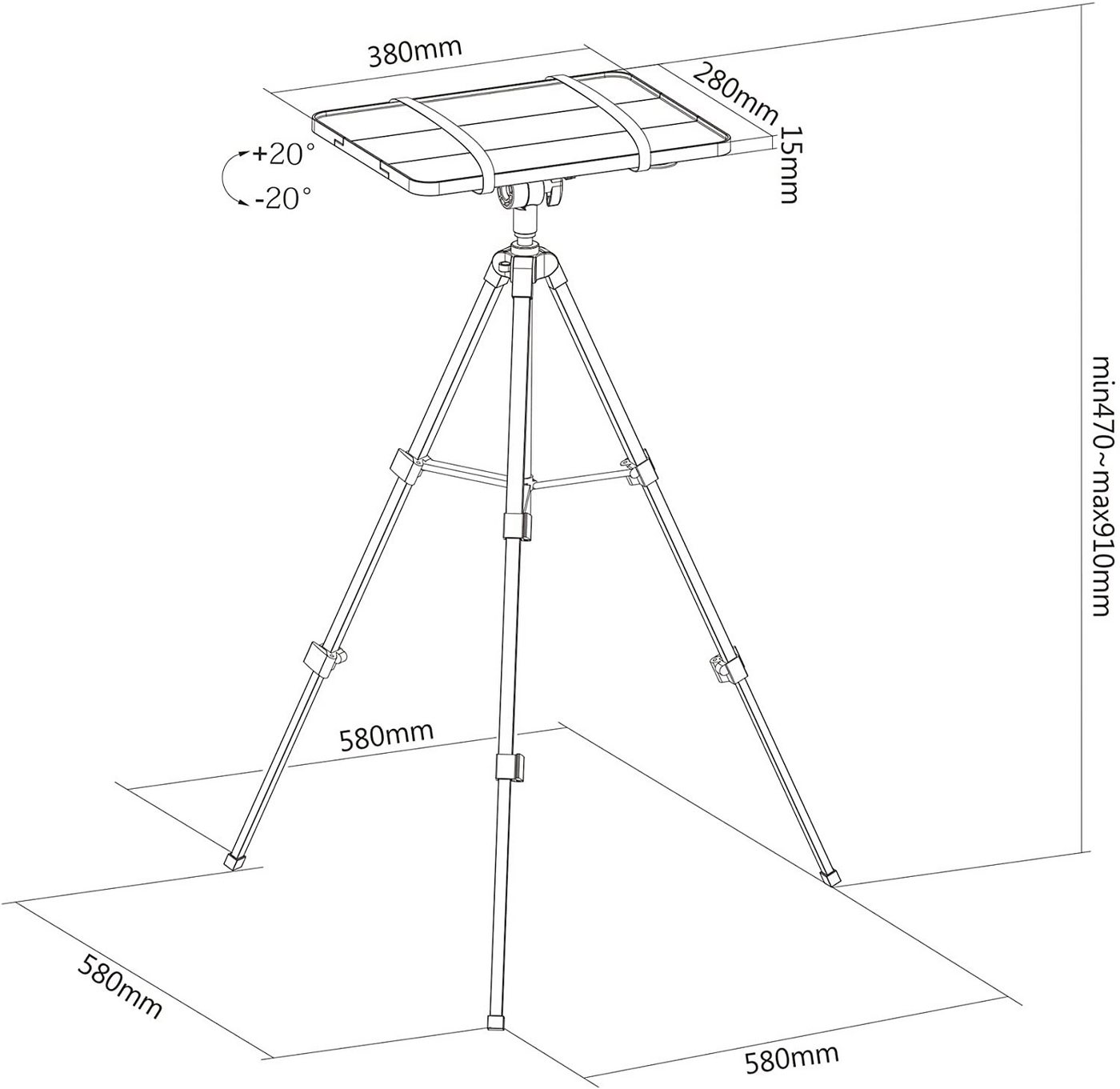 PureMounts Beamer-Deckenhalterung PureMounts® Projektor Standfuß, schwarz – Bild 4 von 5