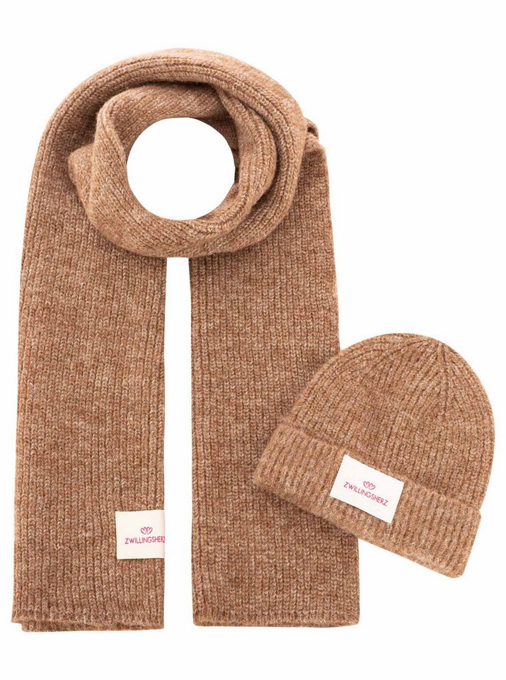 Zwillingsherz Beanie "Geschenkbox Zwillingsherz Set" Set in Geschenkbox, Schal und Mütze mit Patch, gerippt – Bild 2 von 3
