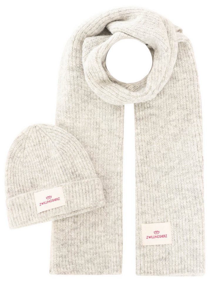 Zwillingsherz Beanie "Geschenkbox Zwillingsherz Set" Set in Geschenkbox, Schal und Mütze mit Patch, gerippt – Bild 2 von 3