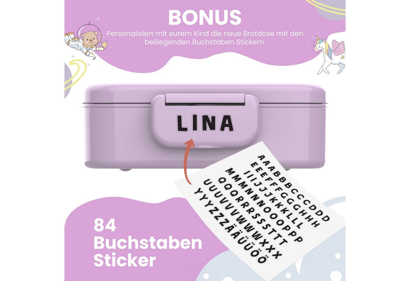 BEARFOOT Lunchbox Brotdose Kinder Fächern,leicht & auslaufsicher- Meerjungfrau, Kindergarten und Schule - Mädchen und Jungen, Vesperbox, Snackbox – Bild 5 von 5