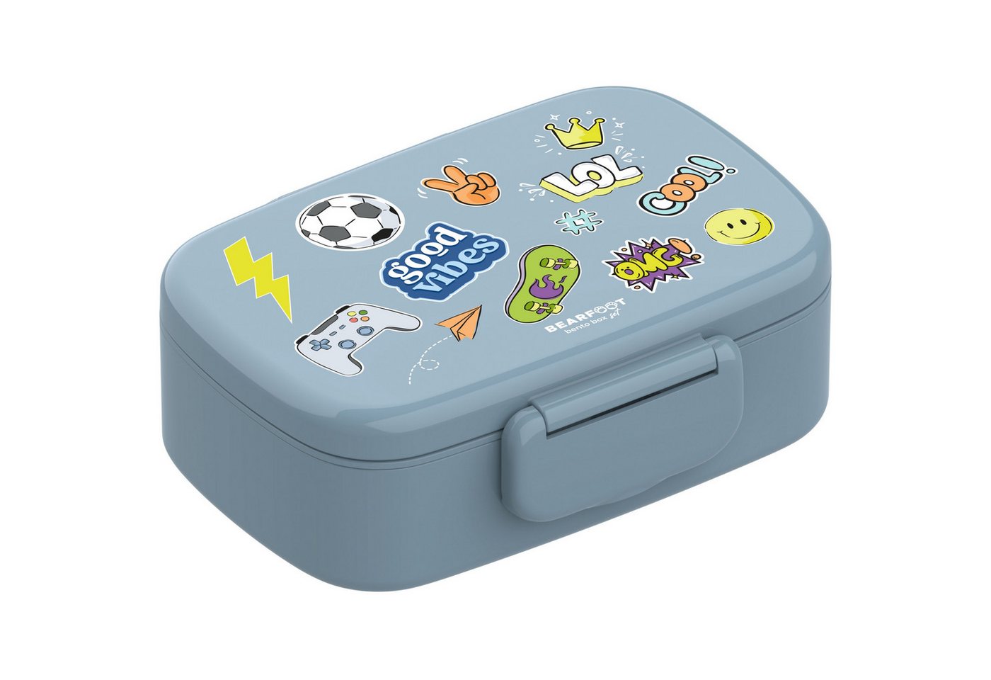 BEARFOOT Lunchbox Brotdose Kinder mit Fächern, auslaufsicher - Sticker, blau, Kindergarten und Schule - Mädchen und Jungen, Vesperbox, Snackbox – Bild 2 von 5
