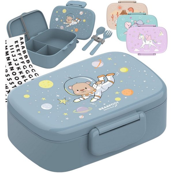 BEARFOOT Lunchbox Brotdose Kinder mit Fächern, leicht & auslaufsicher - Bär, Kindergarten und Schule - Mädchen und Jungen, Vesperbox, Snackbox