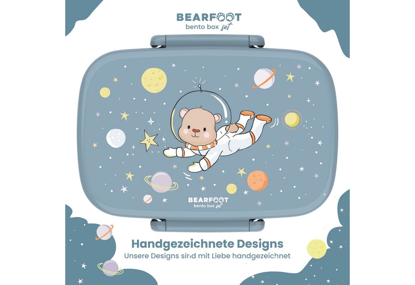 BEARFOOT Lunchbox Brotdose Kinder mit Fächern, leicht & auslaufsicher - Bär, Kindergarten und Schule - Mädchen und Jungen, Vesperbox, Snackbox – Bild 2 von 5