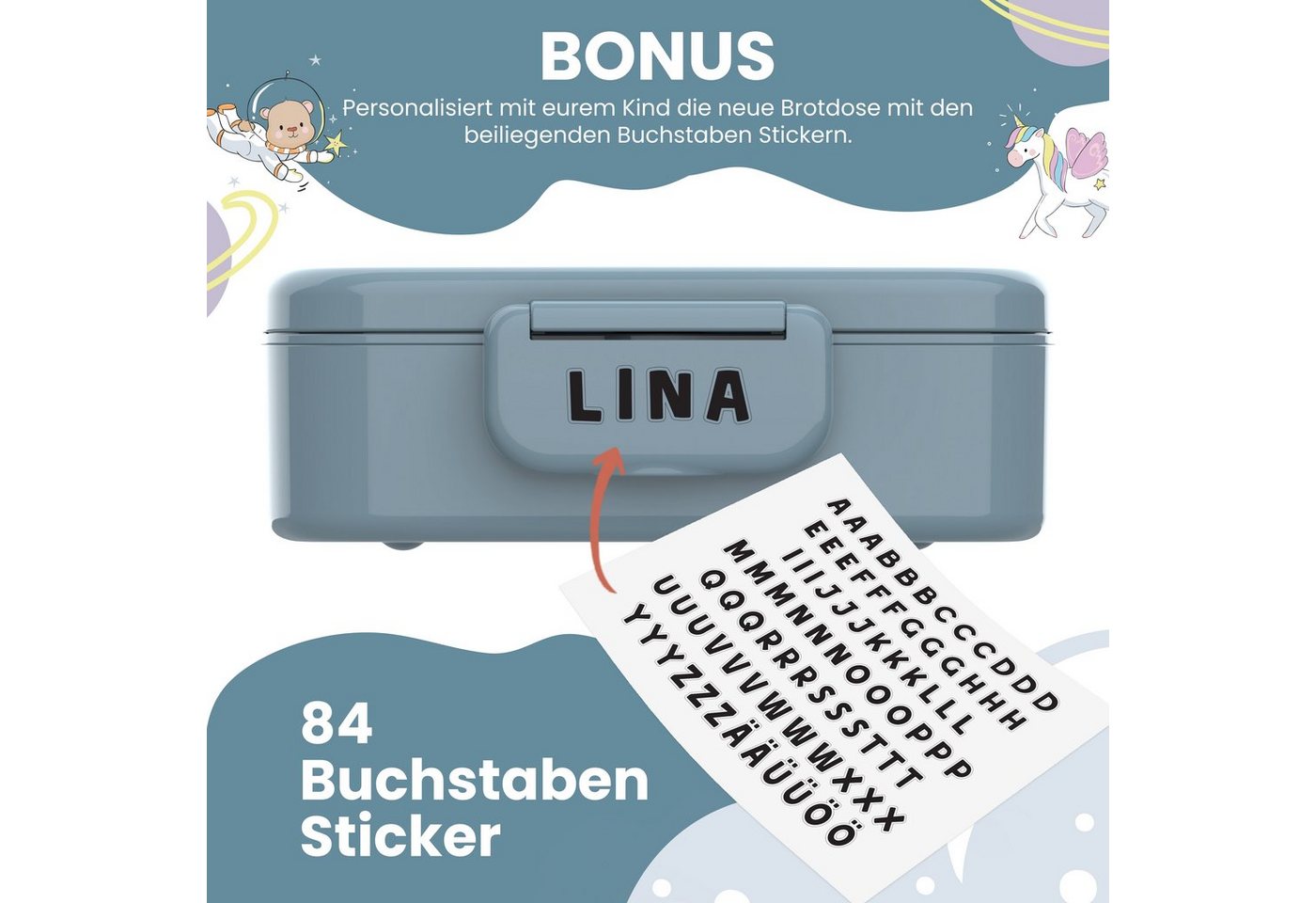 BEARFOOT Lunchbox Brotdose Kinder mit Fächern, leicht & auslaufsicher - Bär, Kindergarten und Schule - Mädchen und Jungen, Vesperbox, Snackbox – Bild 5 von 5