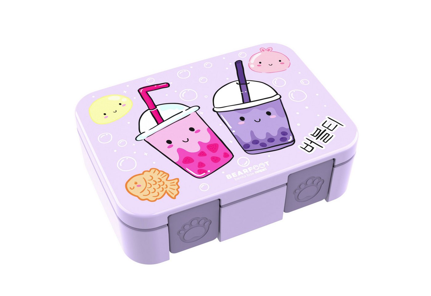 BEARFOOT Lunchbox Brotdose mit Fächern, leicht & auslaufsicher-BubbleTea lila, PP, ABS, Silikon, Kindergarten und Schule - Mädchen und Jungen, Vesperbox, Snackb – Bild 2 von 5