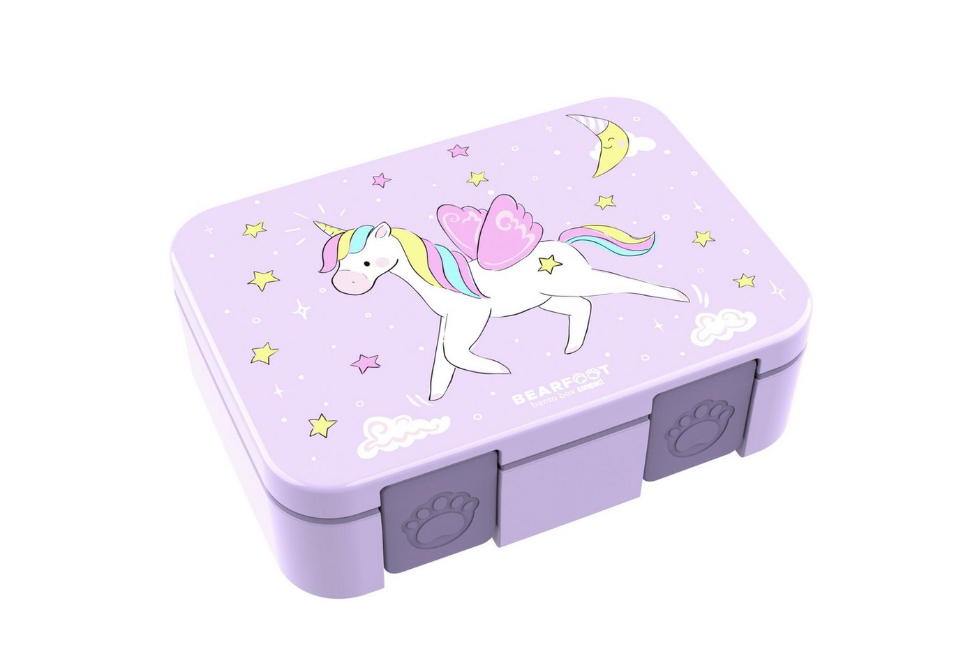 BEARFOOT Lunchbox Brotdose mit Fächern, leicht & auslaufsicher - Einhorn lila, PP, ABS, Silikon, Kindergarten und Schule - Mädchen und Jungen, Vesperbox, Snackb – Bild 3 von 5
