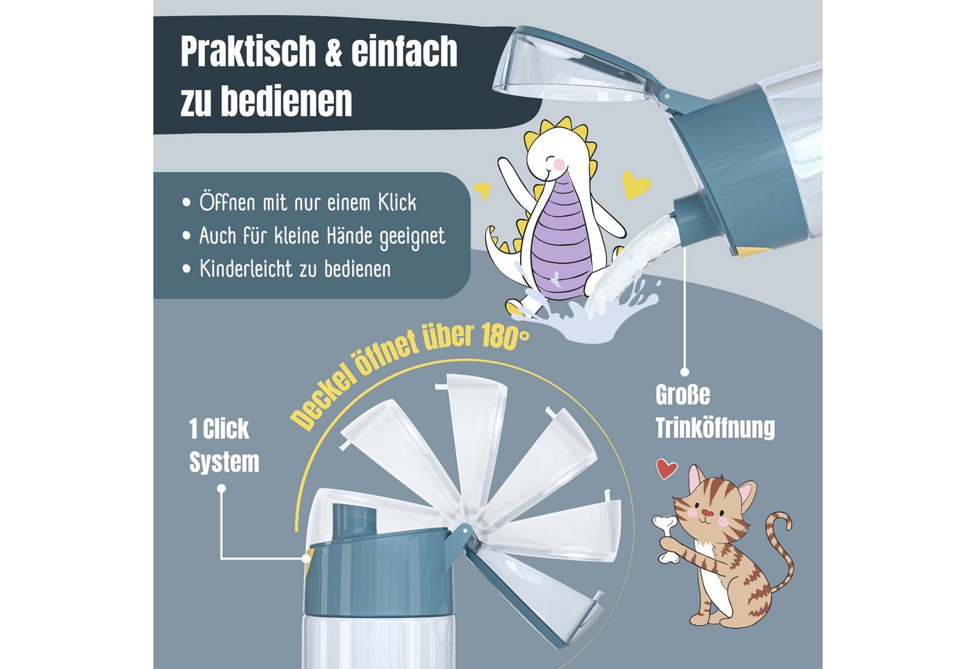 BEARFOOT Trinkflasche Trinkflasche Kinder, leichte Wasserflasche - Bagger & Affe – Bild 5 von 5