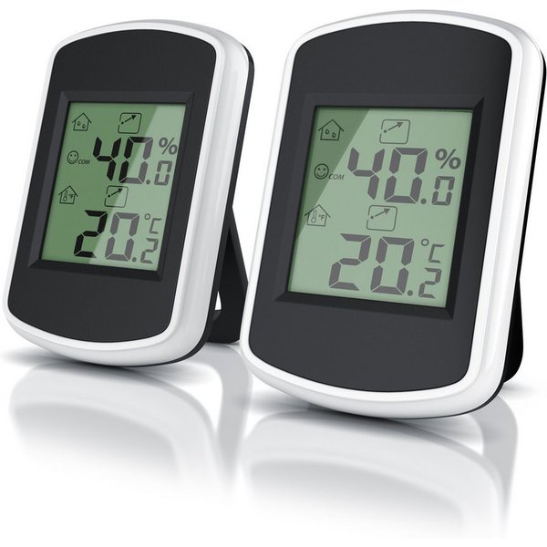 BEARWARE 2x Digitales Thermo-Hygrometer, Indikator für Gewächshaus, Wohnzimmer Innenwetterstation (Haltemagneten, Thermometer Hygrometer, Temperatur und Luftfeu